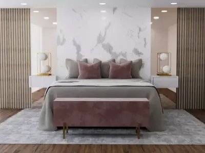 CANDEEIRO bedroom with marble walls and accents Free 3D model