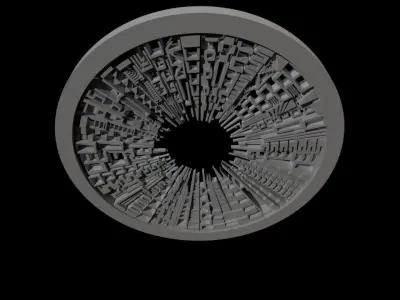 Beautiful modern wall decor - circle buildings skyline - 650mm 3D print model