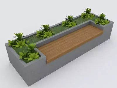 Modern Bench Street and Garden 8 3D model