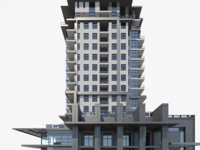 Apartment building 3D model 4