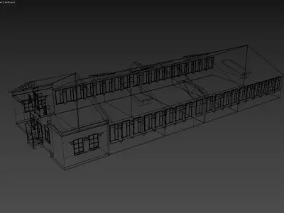 Small Educational Building with Gable Roof 3D model