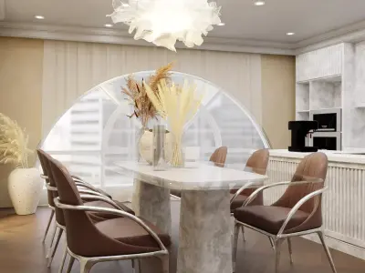 Interior Dining Room Design Scene 3D model