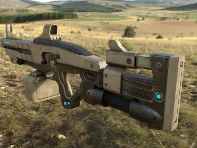 Futuristic  Sci-Fi Heavy Assault Rifle Low-poly 3D model