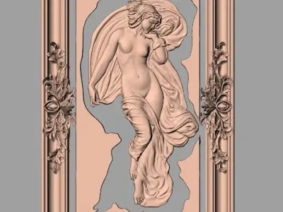 Door design 3D relief model STL format file for CNC carving E654 3D model
