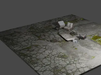 Scene Abandoned Low-poly 3D model