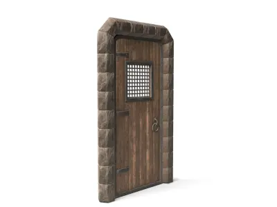 Small Square Medieval Wooden Door  Low-poly 3D model