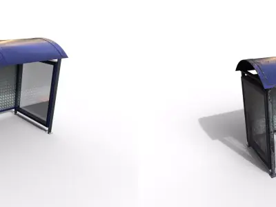 Pack 4 Modern bus stop Low-poly 3D model