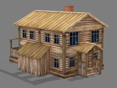 Wooden board building - private room 04 3D model