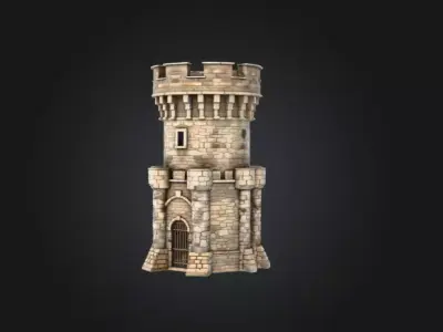 Stone Fortress Tower Low-poly 3D model