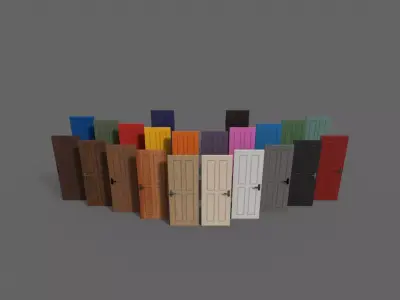 PBR Wood Door B5 Low-poly 3D model