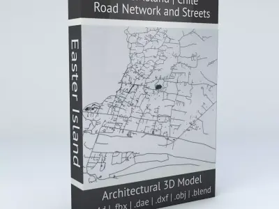 Easter Island Road Network and Buildings 3D model