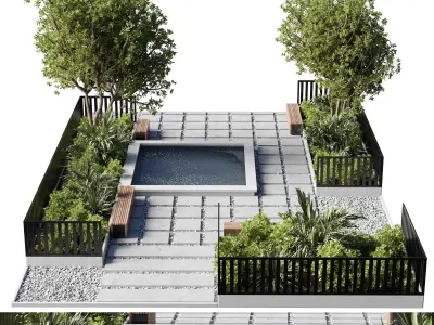 Town Square and Outdoor Plants - Environment Park 3D model