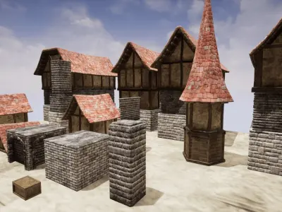 Adventure Village for UNREAL Low-poly 3D model