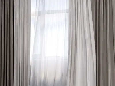 Curtain and tulle in the wind No 2 3D model