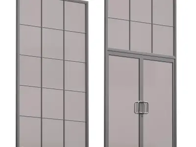 Aluminum entrance group door and window 3D model