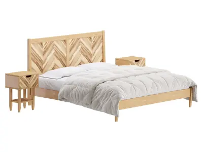 Paxton Wooden Bed 3D model