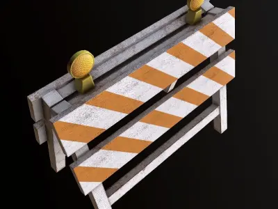 Construction Barrier - PBR Game Ready Low-poly 3D model