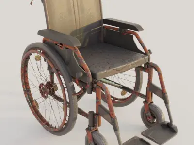 Wheelchair Low-Poly Rusty Version Low-poly 3D model