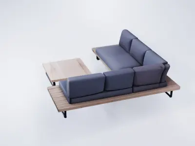 Low Poly Wooden Garden Furniture Set - Outdoor Patio  Pack 3D model