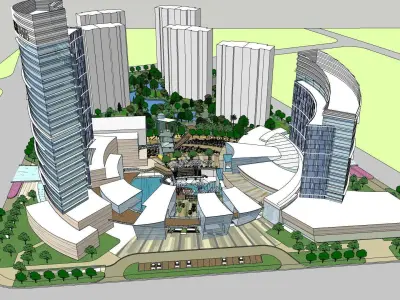 SU model of Oasis planned office building and sunken plaza 3D model