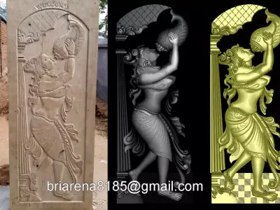 Door 3D Design relief for CNC 3D print model