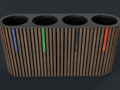 Street Trash Can 44 PBR Game Ready Low-poly 3D model