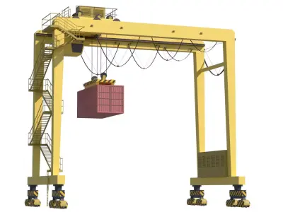 Container RTG Gantry seaport crane 3D model