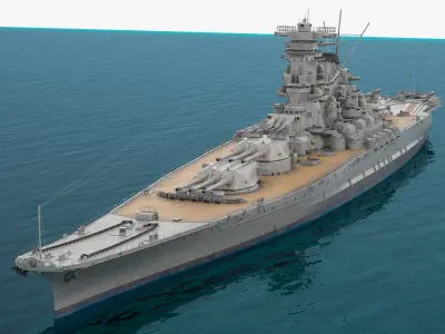  Naval Gun Turret Battleship on Sea 