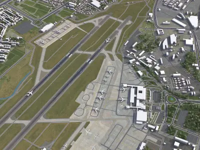 Tashkent Airport Low-poly 3D model