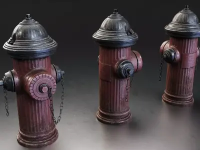 Vintage Fire Hydrant 3D Model Low-poly 3D model