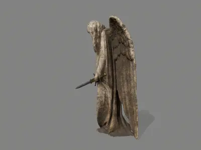 Angel statue of holding sword Low-poly 3D model buy
