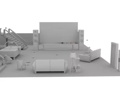 Mini Mansion Interior  Low-poly 3D model