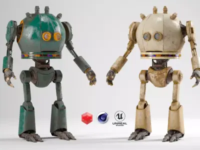 RETRO-TRON ROBOT Low-poly 3D model