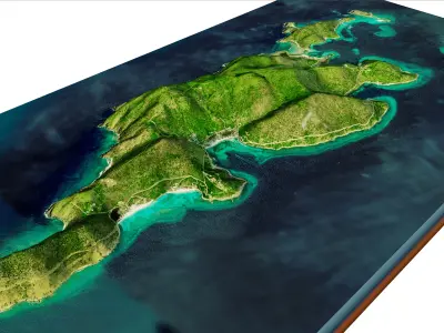 Jost Van Dyke Island 3D model terrain Low-poly 3D model