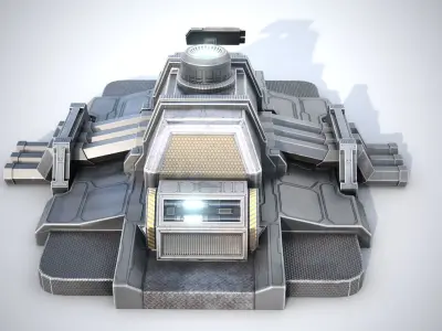 Sci-fi stylized pump station  Low-poly 3D model