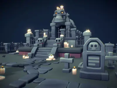 Cemetery Set - Proto Series Low-poly 3D model