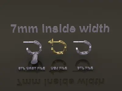 Earring Hoop Hermes Style Link Open Back 7mm Inside Huggie Size 3D print model