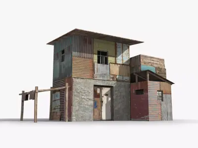 Slum x7 Low-poly 3D model