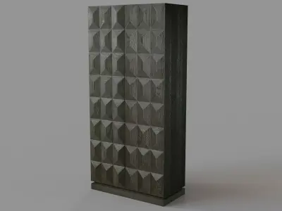 Geometric Double Door Cabinet Ash Brown Oak 3D model