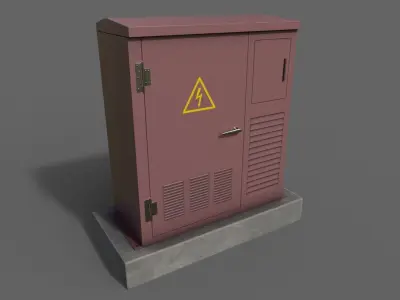 PBR Electric Box Red Low-poly 3D model