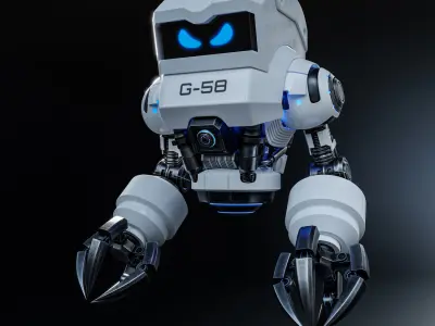 Cute Space Robot Rigged G-58 White 3D model