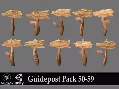 Guidepost Pack 50-59 Low-poly 3D model