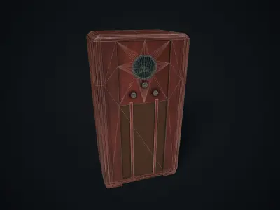 Old art deco floor radio Low-poly 3D model