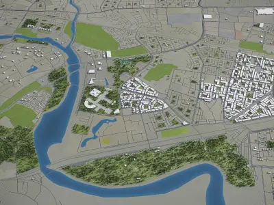 Kanpur - Lucknow - 2 cities Low-poly 3D model