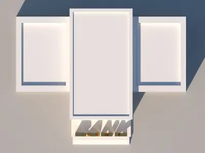 Cartoon Low Poly Bank Building Low-poly 3D model