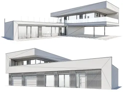 Modern house 09 at night 3D model