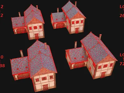 Medieval Town House Cottage Low-poly 3D model