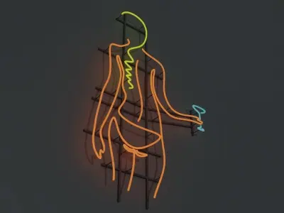 Bikini Martini Neon Sign 3D model