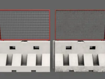 PBR Traffic Barrier White Low-poly 3D model