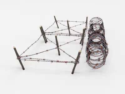 Low Poly Barb Wire Obstacle Low-poly 3D model